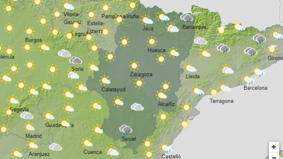 Predicción del tiempo en Aragón para esta tarde.
