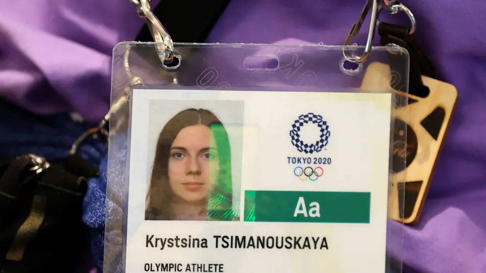 La acreditación de la olímpica Krystsina Tsimanouskaya.