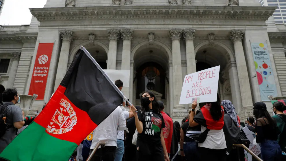 Concentración en Nueva York al grito de "Afganistán libre".