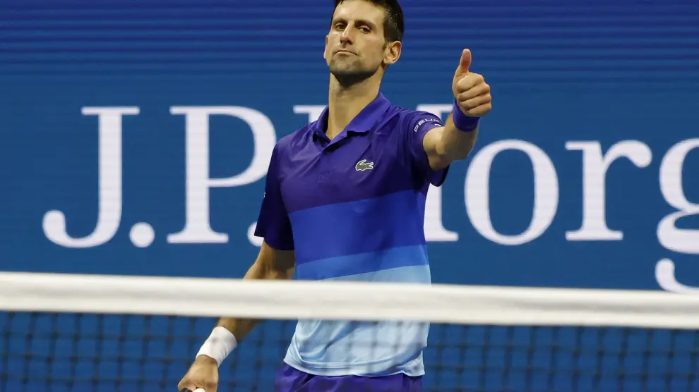 Novak Djokovic en el partido de este lunes en Estados Unidos.