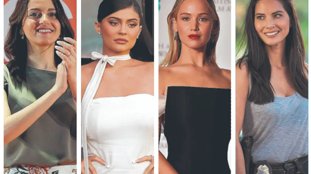 De izquierda a derecha, Inés Arrimadas, Kylie Jenner, Jennifer Lawrence y Olivia Munn.