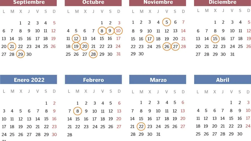 Calendario de la feria de Zaragoza en 2021 y 2022