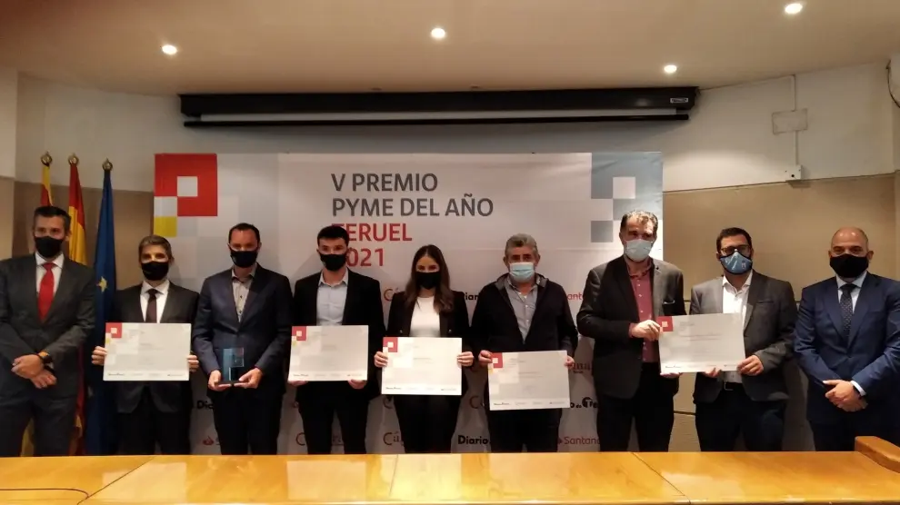 Foto de las empresas galardonadas con los Premios Pyme de la Cámara de Comercio de Teruel.