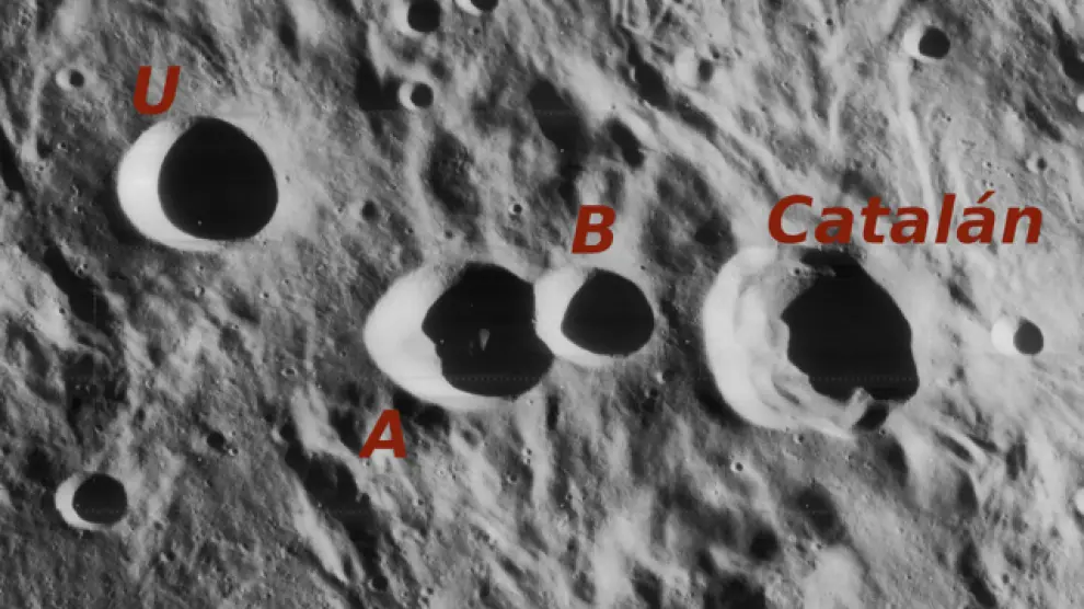 Grupo de cráteres lunares que lleva el nombre de Miguel Catalán.