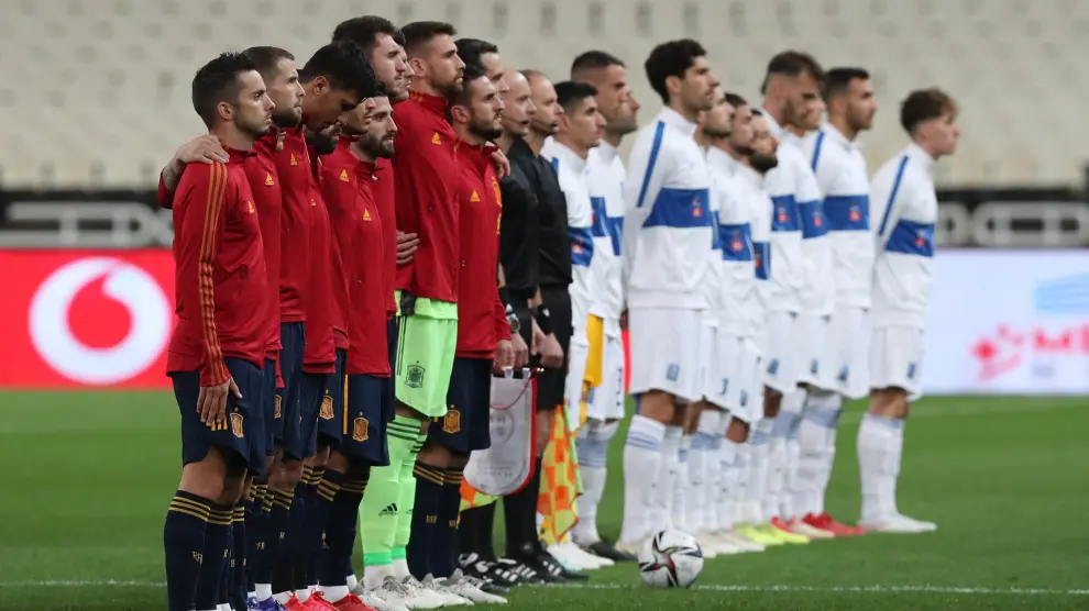 Imágenes del encuentro Grecia-España en la clasificatoria para el Mundial 2022.