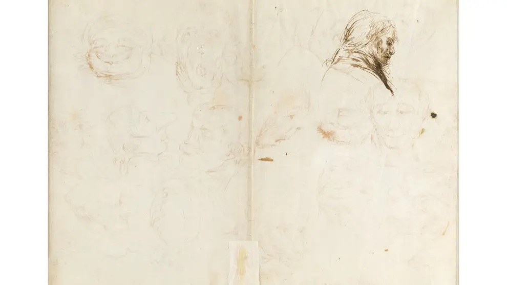 Autorretrato de Goya presente en una de las caras del dibujo.