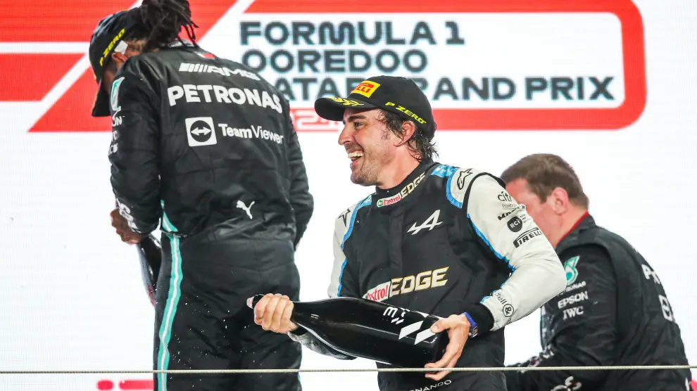 Fernando Alonso en el podio