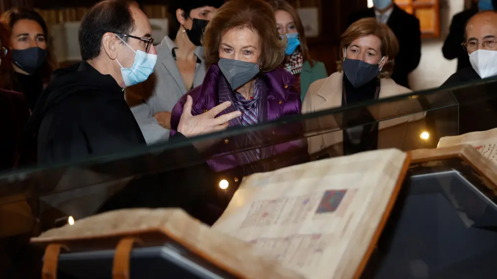 La reina Sofía durante la inauguración de la exposición de los siete códices de Alfonso X el Sabio