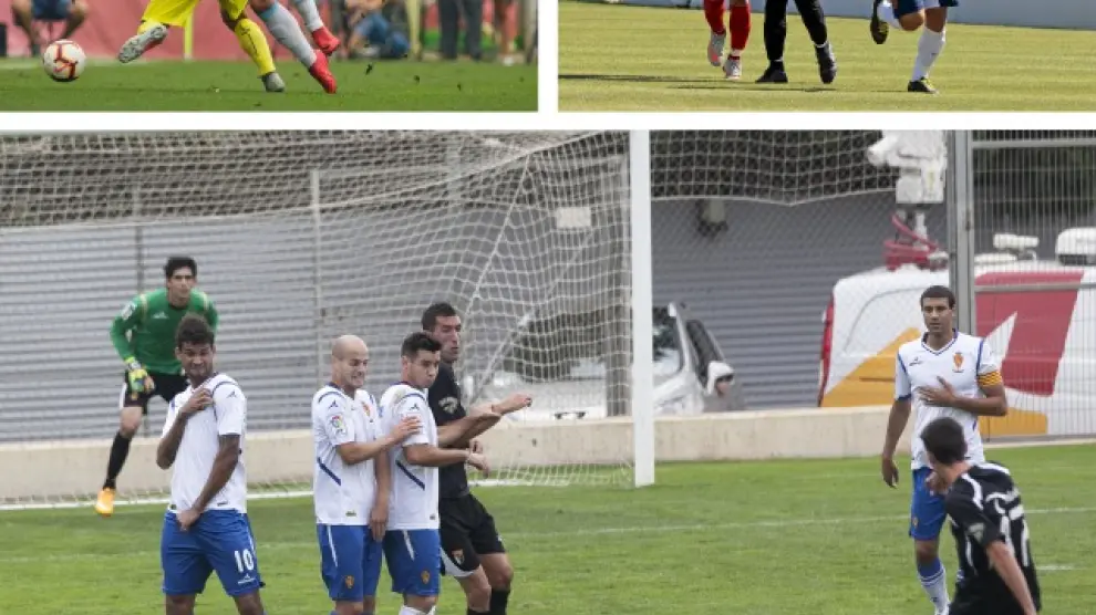 Amistosos jugados en ciudades deportivas. Arriba, en Villarreal y Soria. Abajo, en Zaragoza contra el Tudelano.