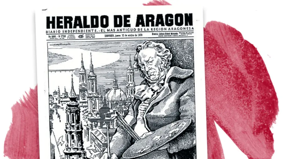 La portada del 'extra' del Pilar de 1978, obra de Lalinde, que coincidió con el 150 aniversario de la muerte de Goya.