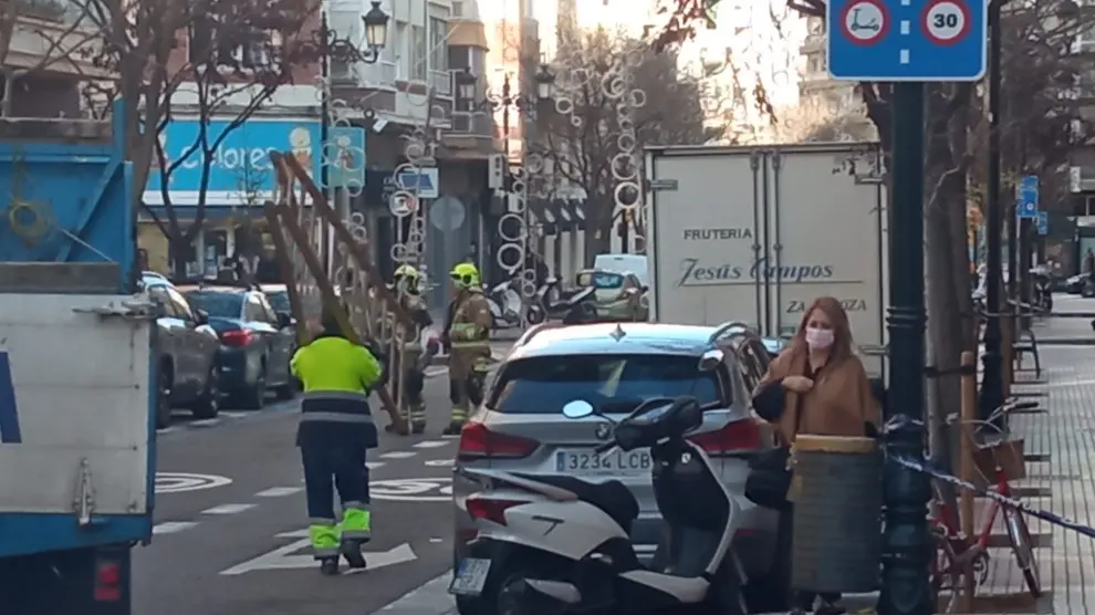 Intervención en la calle de León XII de Zaragoza.