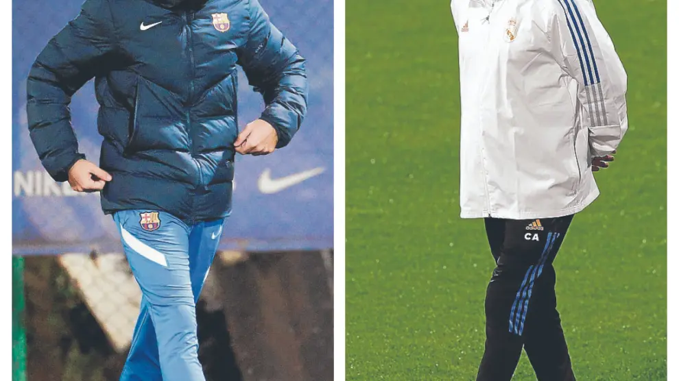 Los entrenadores del FC Barcelona y del Real Madrid, Xavi Hernández y Carlo Ancelotti