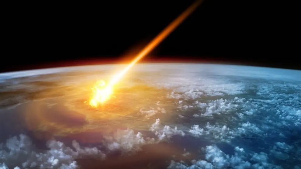 Simulación del impacto de un meteorito sobre la Tierra.