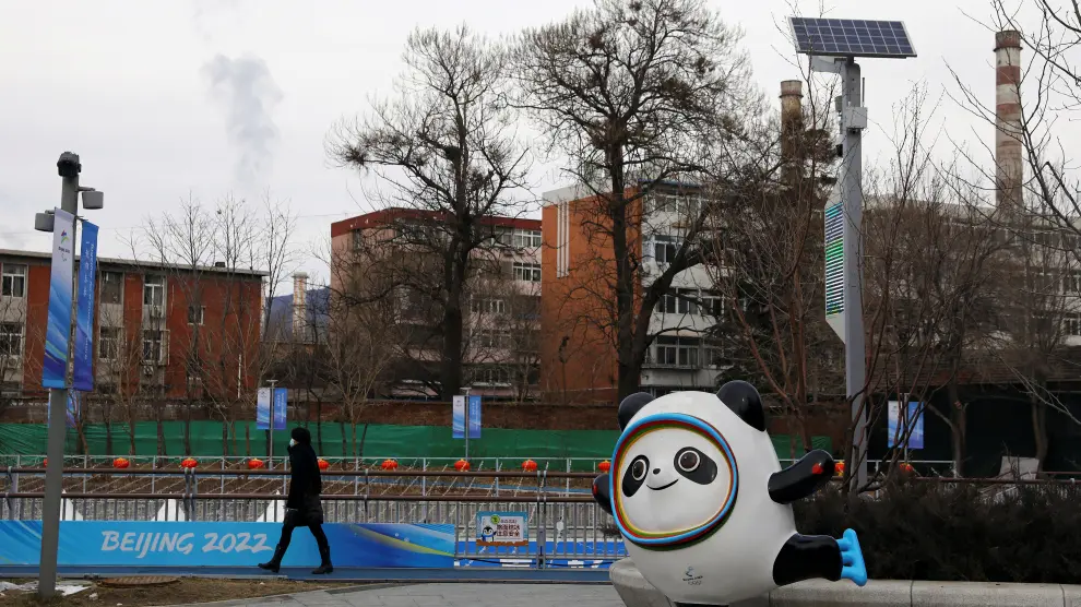 Mascot of the Beijing 2022 Winter Olympics, at a park in Beijing