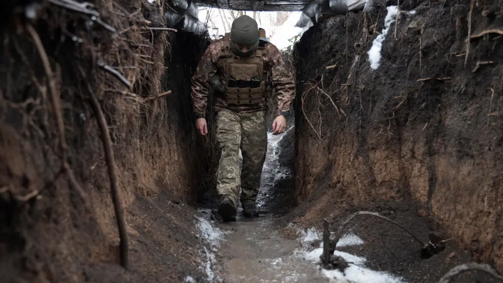 Servicemen at the positions on the front line in Eastern Ukraine
