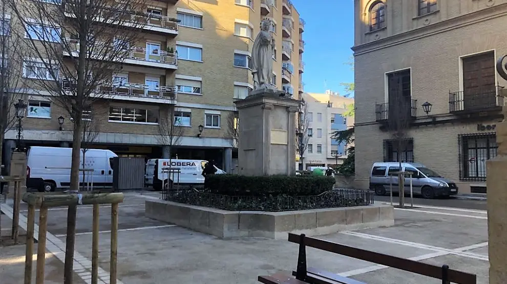 Aspecto de la plaza Inmaculada de Huesca tras las obras.