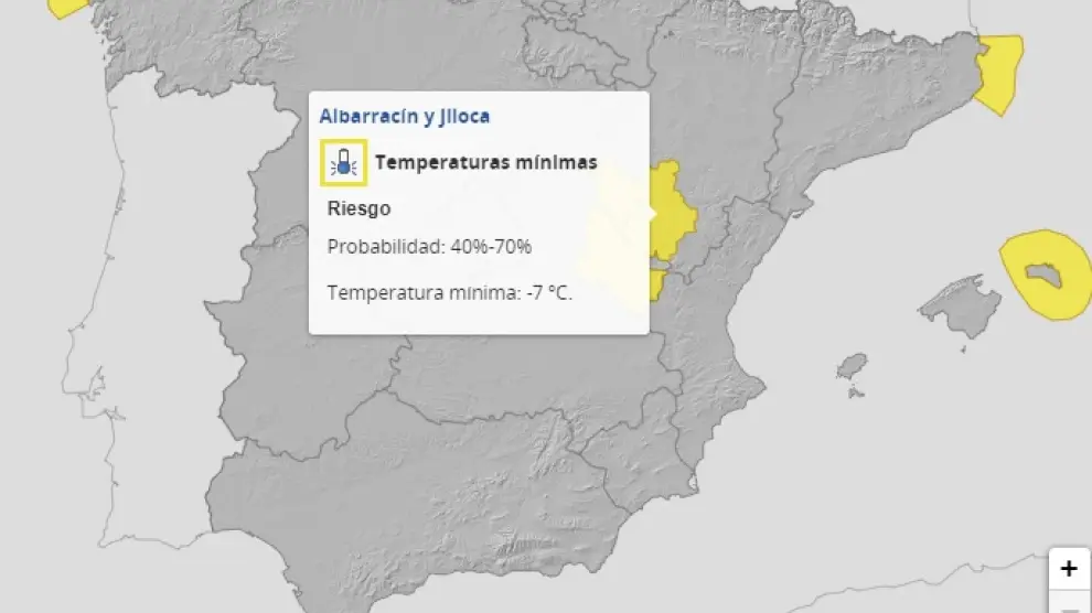 Aviso amarillo en las comarcas de Albarracín y Jiloca.
