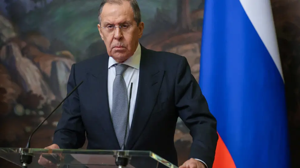 Sergei Lavrov, ministro de exteriores ruso, en rueda de prensa este lunes