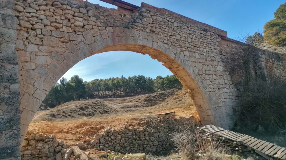 Arco de Santa Bárbara, uno de los puntos más deteriorados de la Traída de Aguas de Teruel.