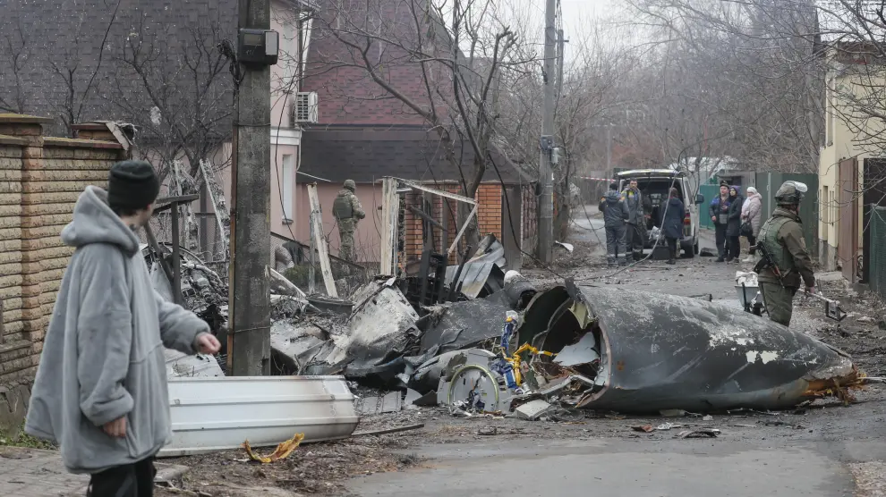 Aftermath of military plane downing in Kiev
