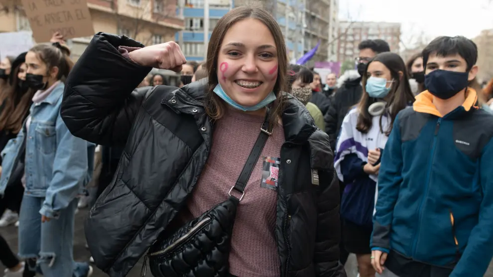 Adriana Gómez ha participado este lunes al mediodía en la marcha estudiantil