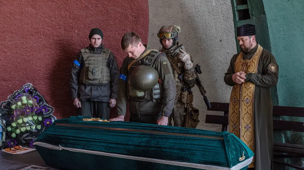 Homenaje a un soldado ucraniano fallecido en Kiev UKRAINE RUSSIA CONFLICT