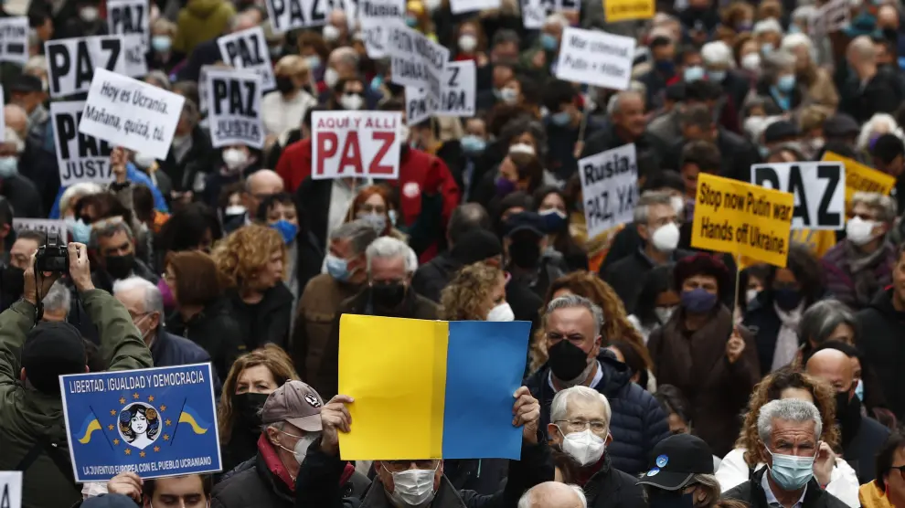 Manifestación contra la guerra en Ucrania