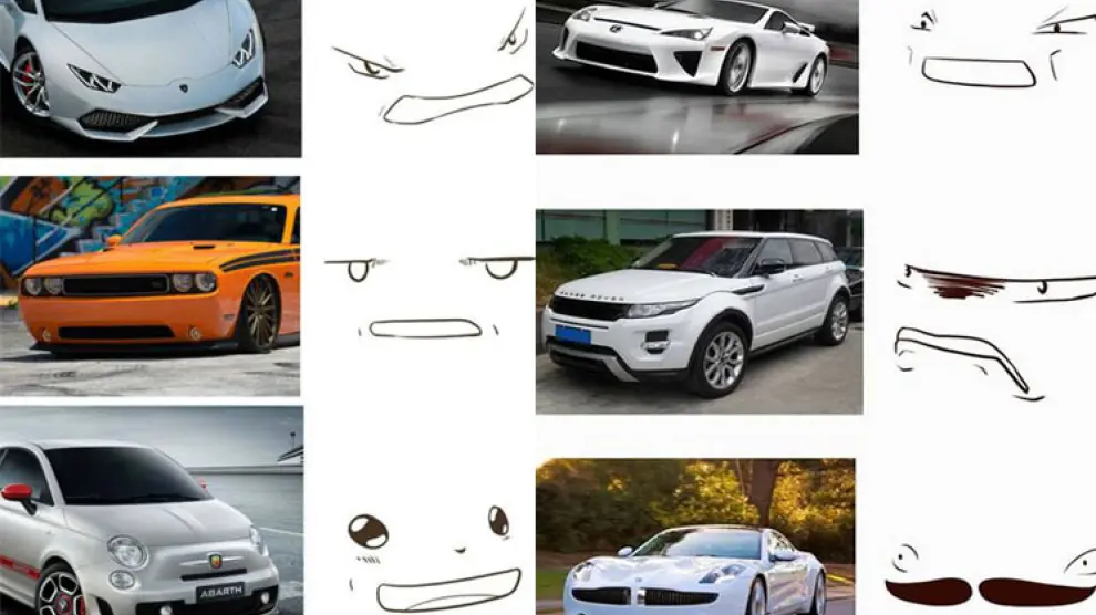 Varios modelos de coches con la interpretación de su rostro