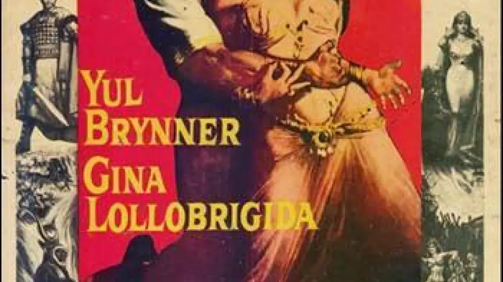 Cartel de la película Salomon y la Reina de Sada, rodada en Valdespartera en 1958 con extras procedentes del Ejército, entre otros del cuartel de Barbastro.