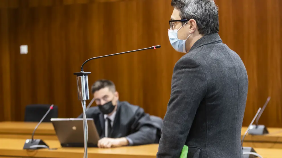 Alberto Pérez, durante la primera sesión del juicio celebrada este martes en Zaragoza.