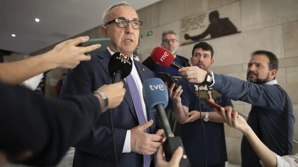 El presidente del COE, Alejandro Blanco, tras la reunión con los representantes de Aragón y Cataluña para tratar la candidatura a los Juegos de Invierno 2030