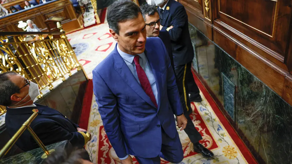 Pedro Sánchez, a su salida del Congreso