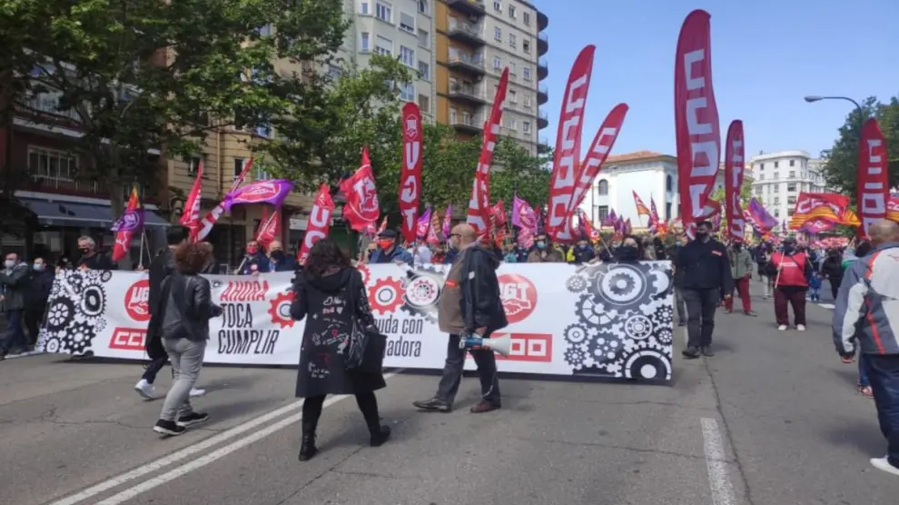 Manifestación en Zaragoza por el 1 de mayo.
