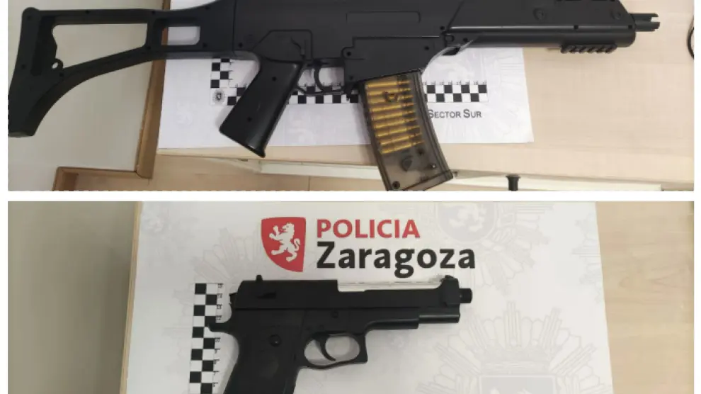 Armas intervenidas por la Policía Local de Zaragoza en el barrio de Torrero.