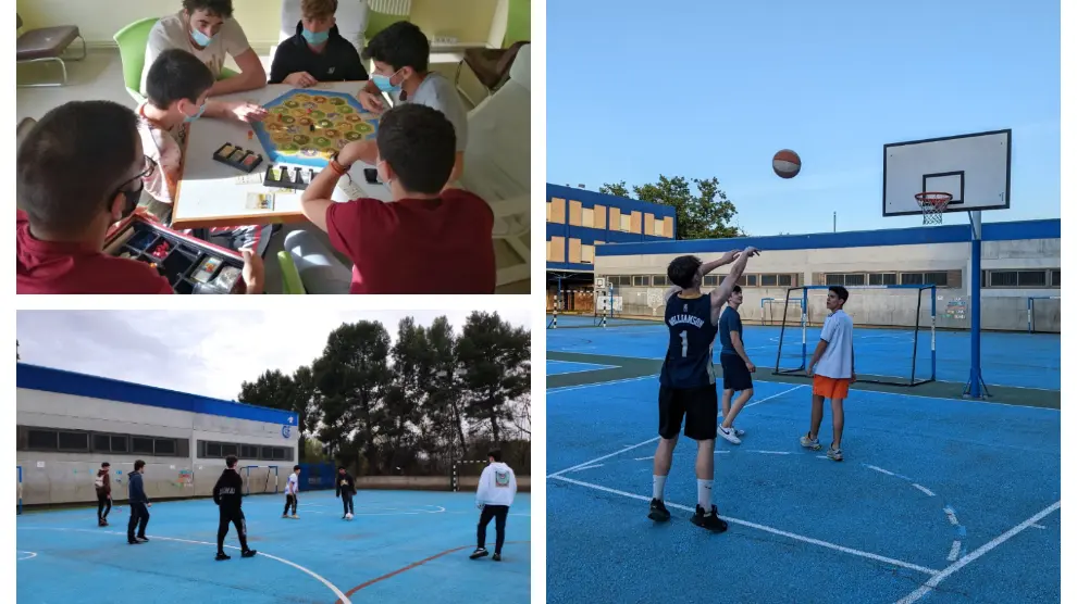 En la residencia del colegio Sagrada Familia de Zaragoza los alumnos internos cuentan con tiempo para ocio y deporte dentro de las instalaciones.