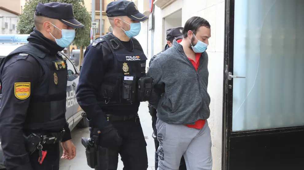 Pedro Lozano, alias Rambo de Requena, llega a la Audiencia de Teruel el pasado 22 de marzo para ser juzgado.