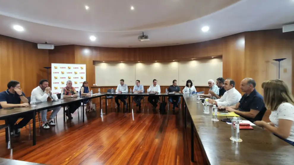 Una imagen de la reunión de la ejecutiva de Adelpa celebrada este lunes en la Diputación de Huesca.