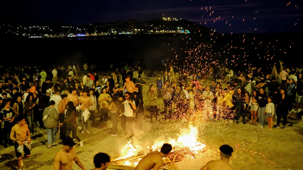 People celebrate beginning of summer in northern Spain