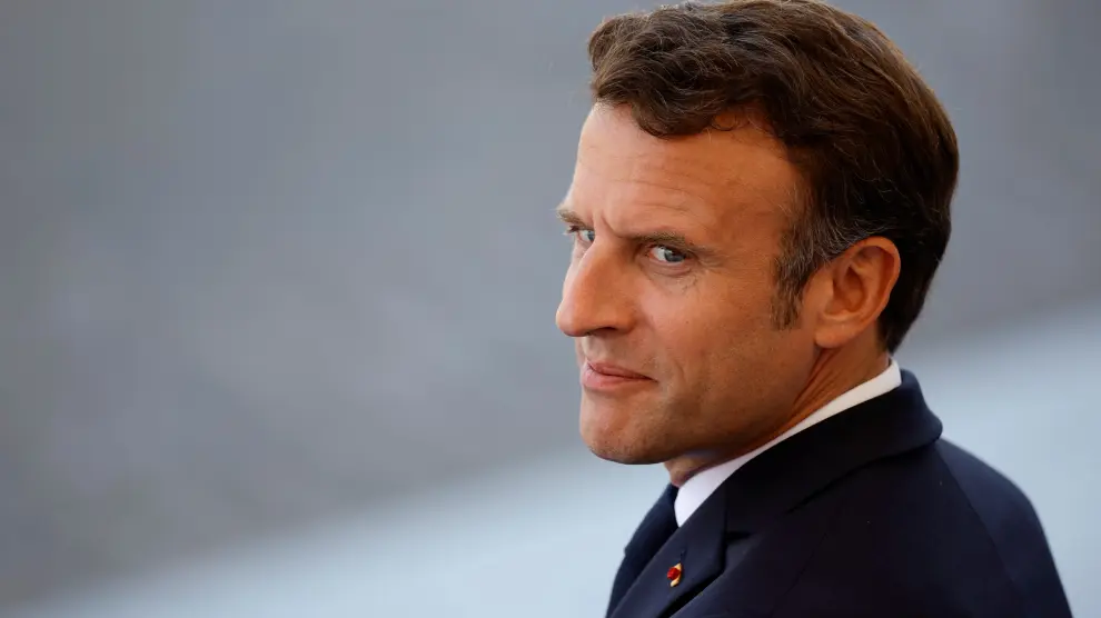 El Presidente francés Emmanuel Macron este jueves en la celebración nacional del Día de la Bastilla en París, Francia.