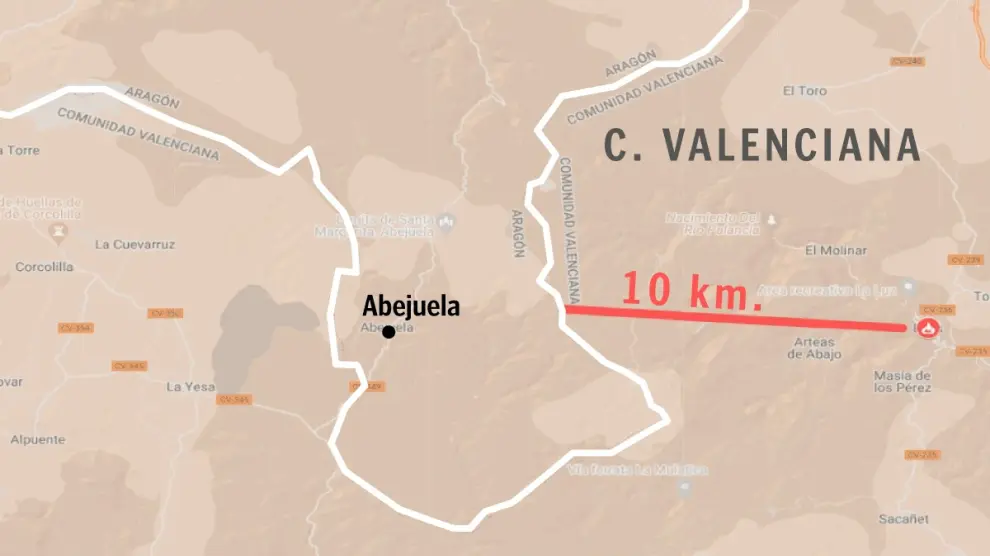 El incendio de Bejís (Castellón) está activo a 10 kilómetros de la provincia de Teruel