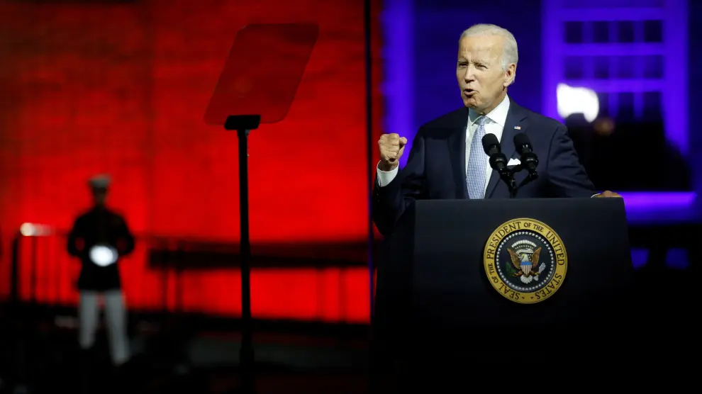 Joe Biden este viernes en Filadelfia, cuna de la democracia estadounidense.