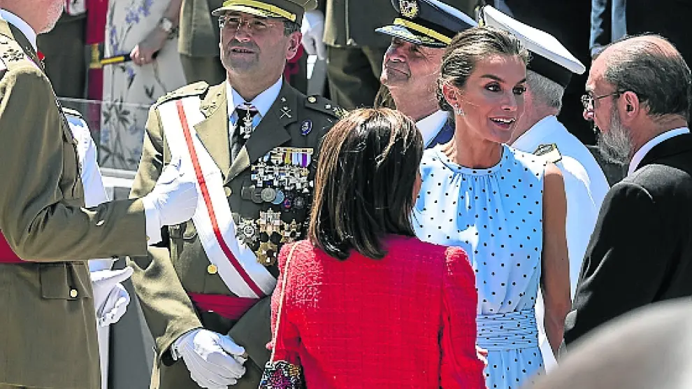 La Reina conversa con Lambán, en Huesca