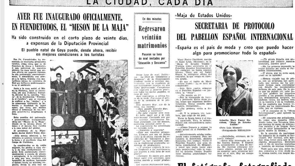 La inauguración del Mesón de la Maja fue el 17 de mayo de 1969, como muestra Heraldo de Aragón.