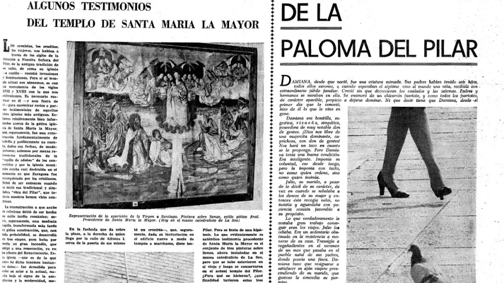 Recorte del artículo publicado en HERALDO EL 12 de octubre de 1972 bajo el título 'El milagro de la paloma del Pilar'.