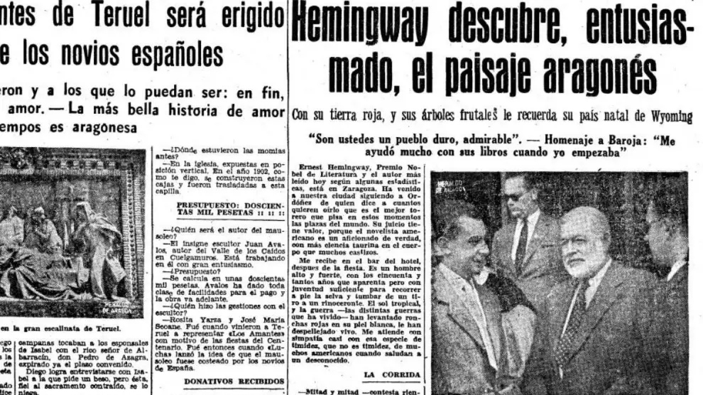El año en que Hemingway visitó Zaragoza y se enamoró del paisaje aragonés