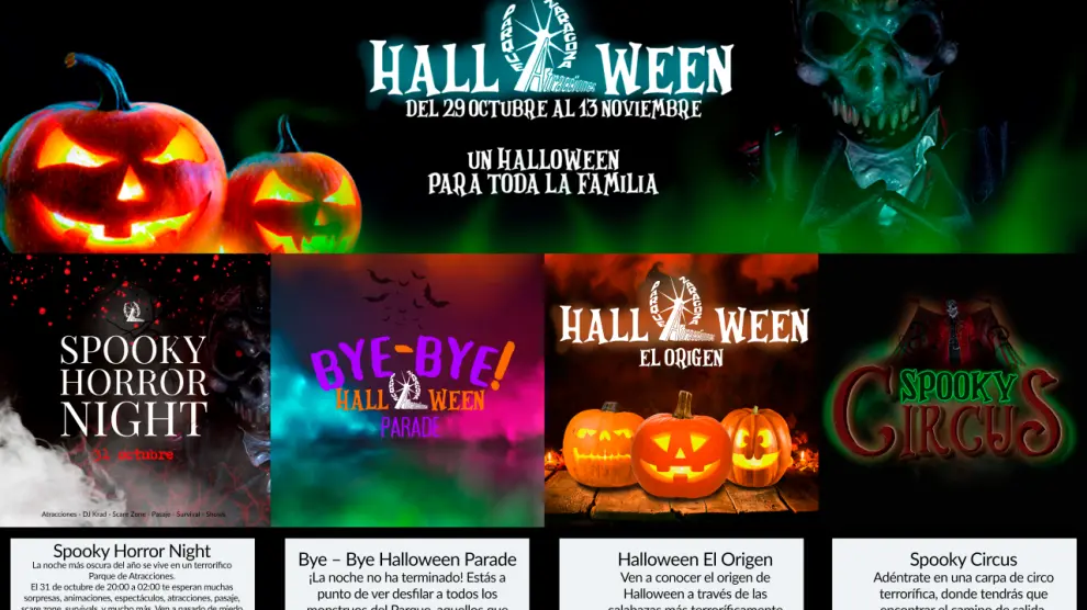 Las actividades programadas en el Parque de Atracciones de Zaragoza con motivo de Halloween durarán del 29 de octubre al 13 de noviembre.
