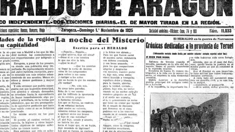 Escrito publicado por Alberto Casañal en HERALDO el 1 de noviembre de 1925.