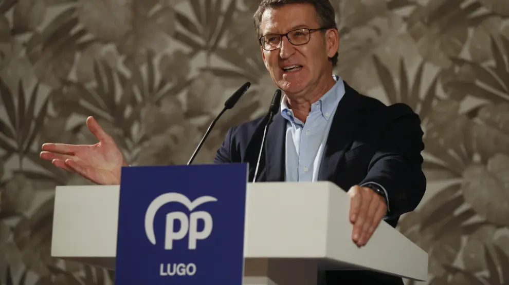El presidente del PP, Alberto Núñez Feijóo, clausura la tradicional pulpada del partido en Lugo.
