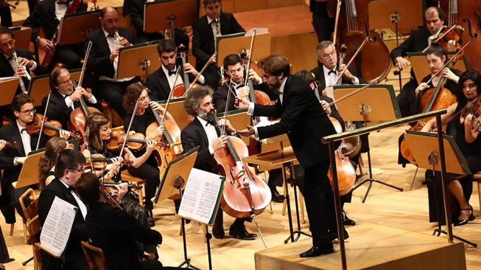 La Orquesta Nacional de España, durante su concierto del viernes 11 de noviembre en la sala Mozart.