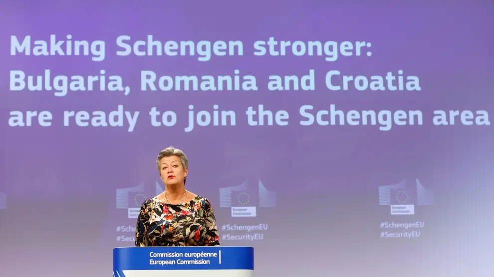 Rueda de prensa celebrada esta mañana para defender la entrada de Bulgaria, Rumanía y Croacia en el espacio Schengen.